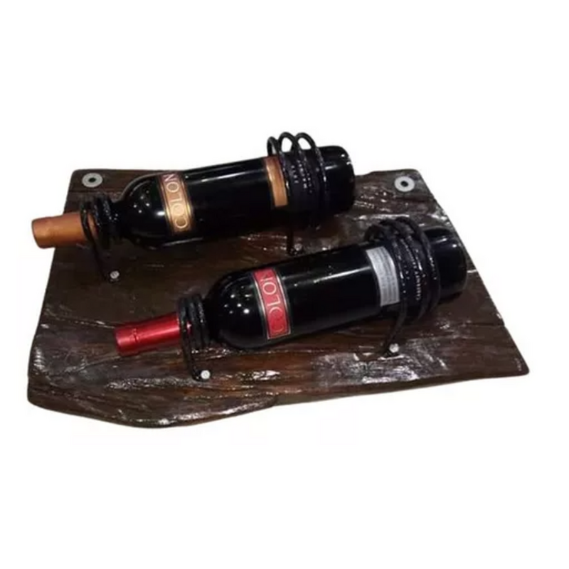 Porta Botella Hierro Y Madera Rústico Modelo Único Coleccion