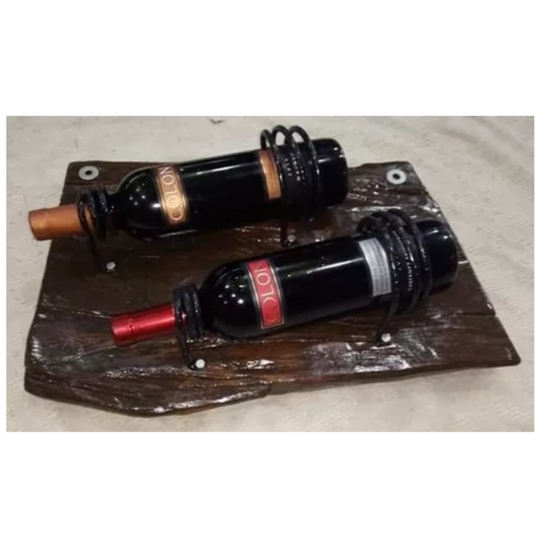 Porta Botella Hierro Y Madera Rústico Modelo Único Coleccion - 2