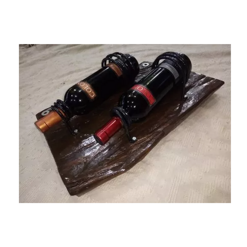 Porta Botella Hierro Y Madera Rústico Modelo Único Coleccion - 4