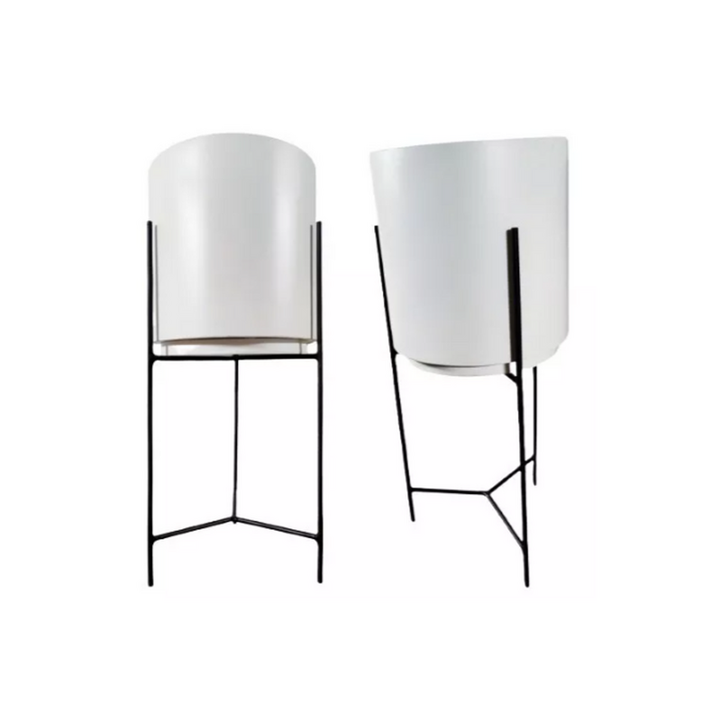 Macetero De Hierro Reforzado Con Maceta Y Plato