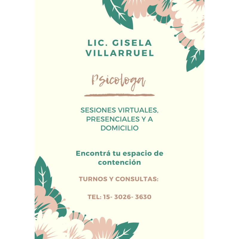 Psicologa Adultos Sesiones virtuales y presenciales