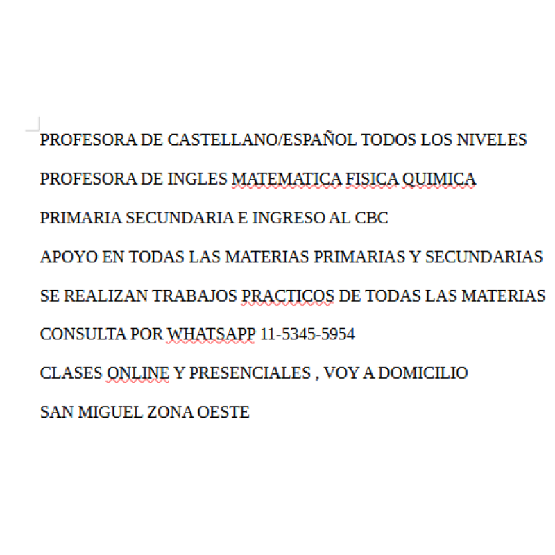 Profesora Castellano Quimica Matematica Fisica Ingles-trabajos Practicos-