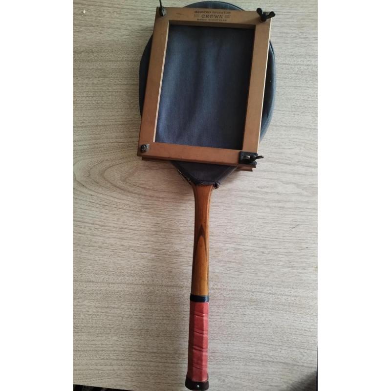 Raqueta De Tenis Antigua De Madera Marca Crown - 2