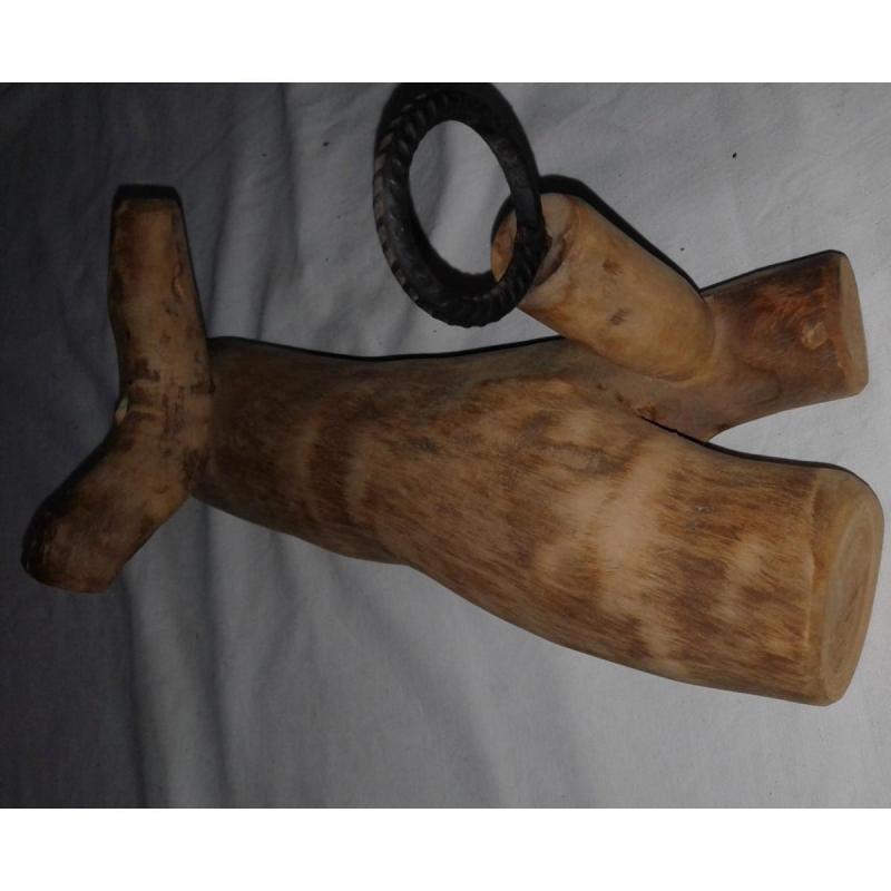Porta botella artesanal en madera y hierro - 3