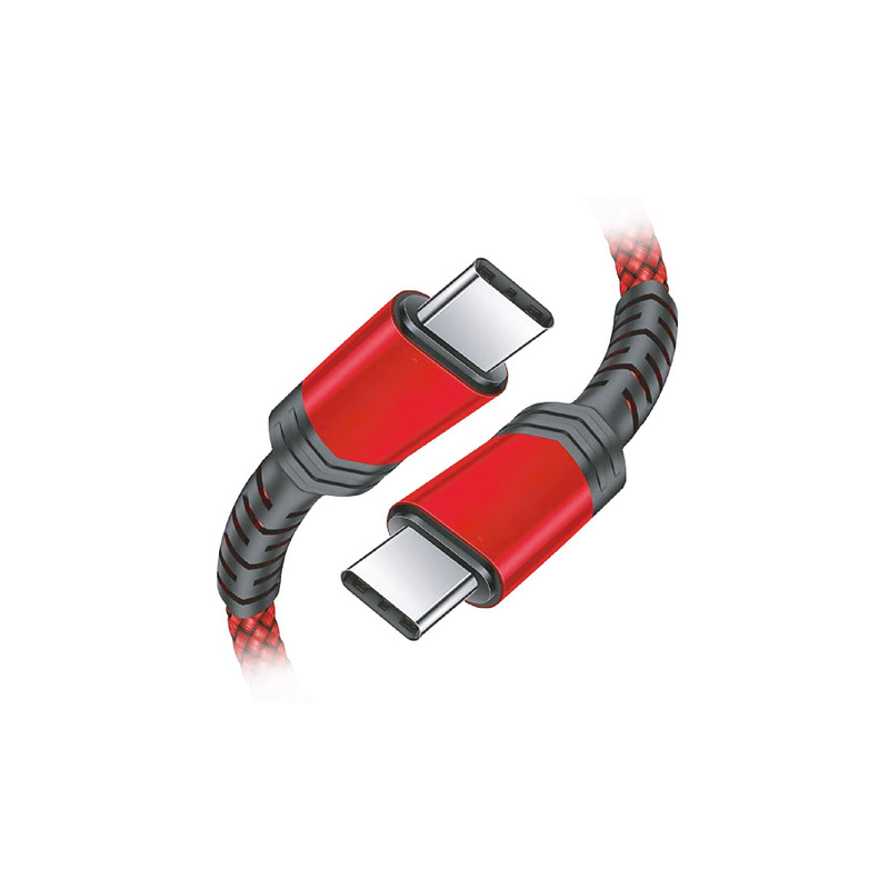 Cable Tipo C - Tipo C | 3 Amper Mallado + Fichas Metalicas | Datos - Carga Rápida | SKYWAY