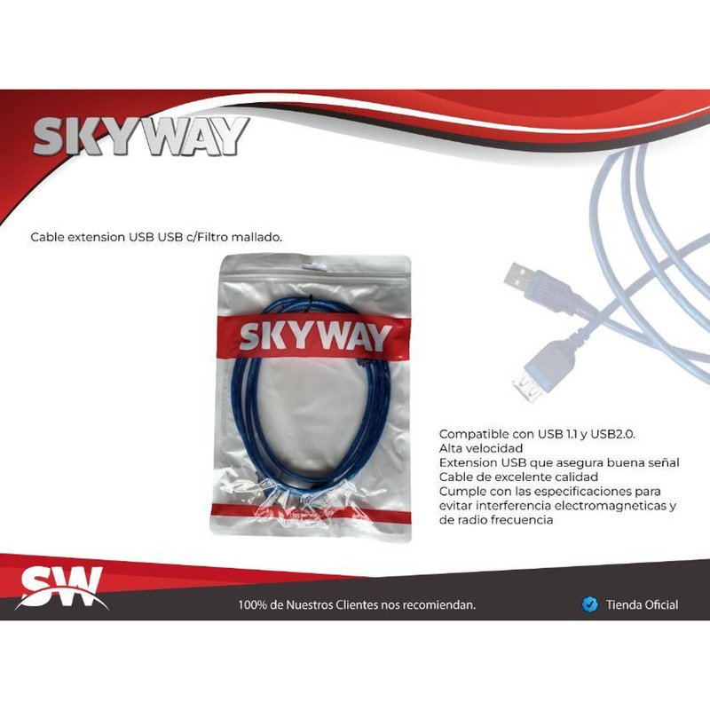 Cable de Extensión USB 2.0 Activo 1,8 Metros - SKYWAY GM 3396 - 4/4