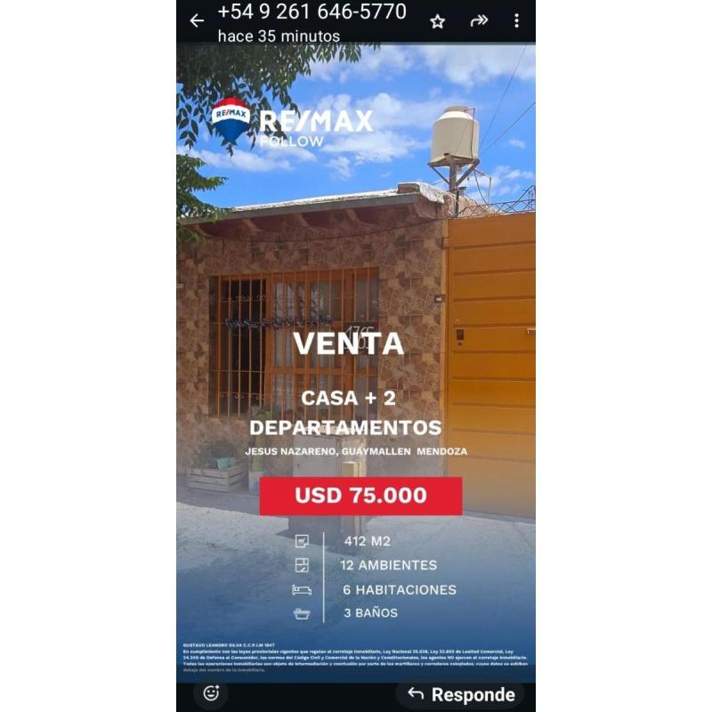 Venta Casa Mas Dos Departmantos En Jesus Nazareno Usd 75.000