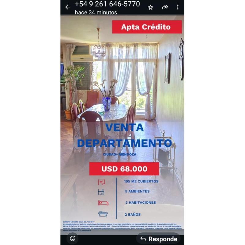 Venta Departamento Capital Usd 68.000