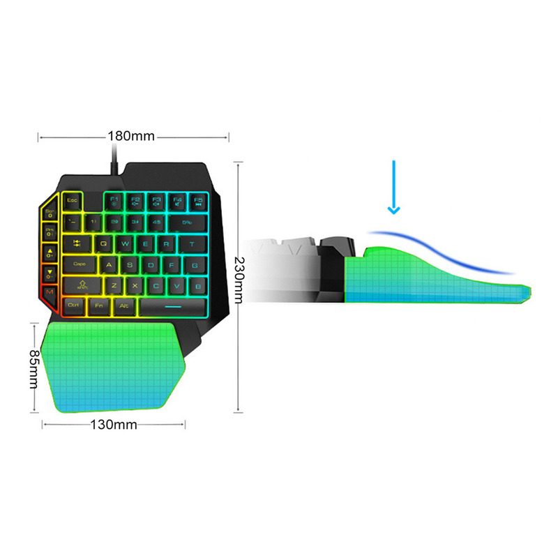 Teclado Gamer One Hand | TACTICAL by SKYWAY | Semi-Mecanico | Retroiluminado Rgb - 3
