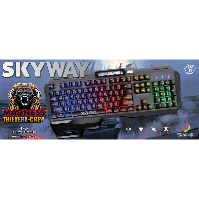 Teclado Gamer MADNESS Metal + Anti-Salpicaduras + Retroiluminado Led - 2
