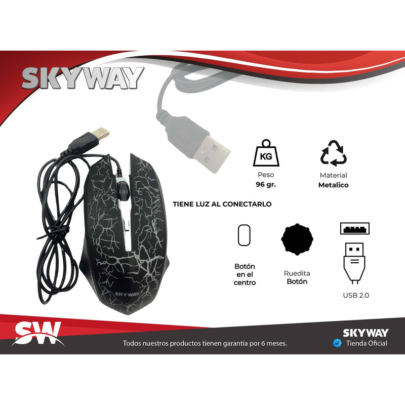 Mouse Gamer | BOS TAURUS by SKYWAY | 2400 dpi + Retroiluminado - 2
