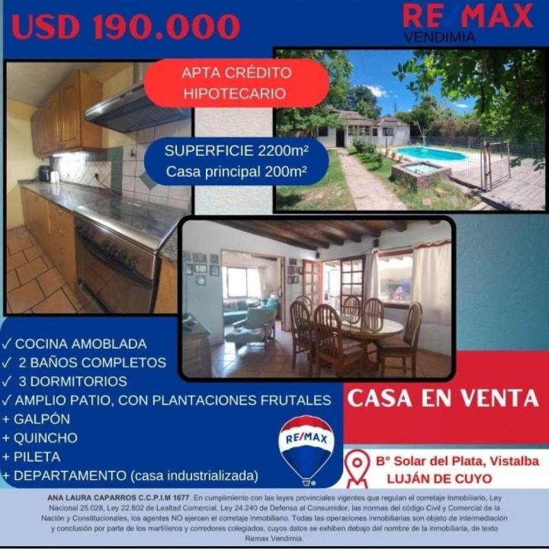 Casa En Venta Lujan Usd 190.000 Barrio Solar Del Plata Vistalba