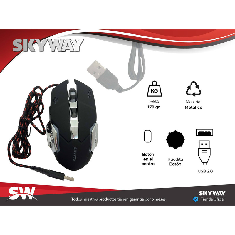 Mouse Gamer | TACTICAL by SKYWAY | 3600 dpi + Retroiluminado + Metal - 2
