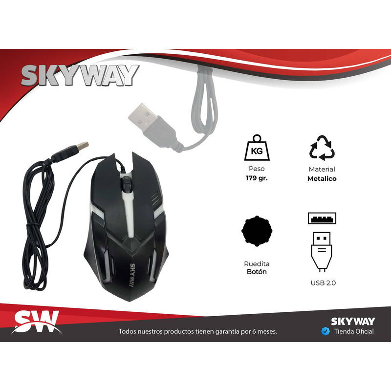 Mouse Gamer | URBANITE by SKYWAY | 2400 dpi + 4 Botones + Retroilumniado - 2
