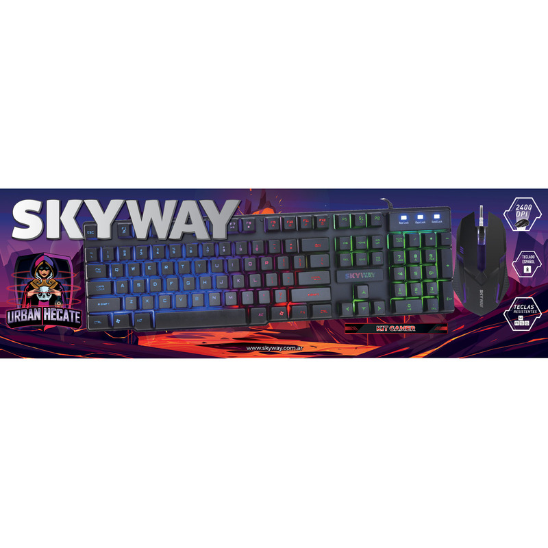 Kit Gamer Teclado 'Ñ' + Mouse | URBAN HECATE by SKYWAY | Impermeable + Retroilumniado Led - USB - 3