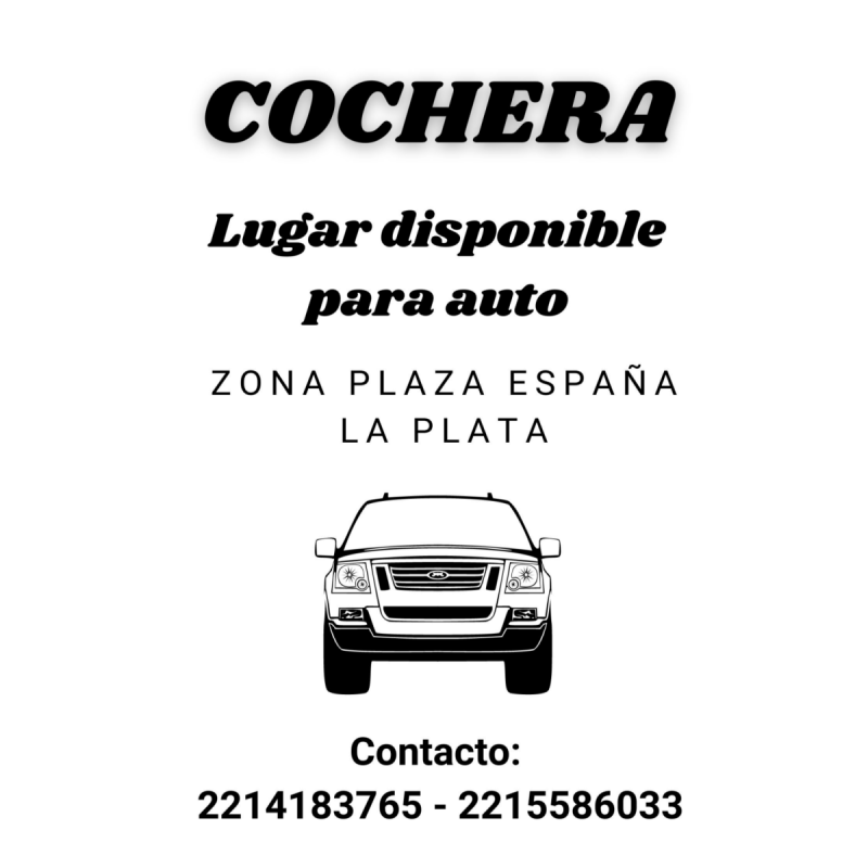Lugar para auto en cochera / zona ex-Casa Cuna (La Plata)