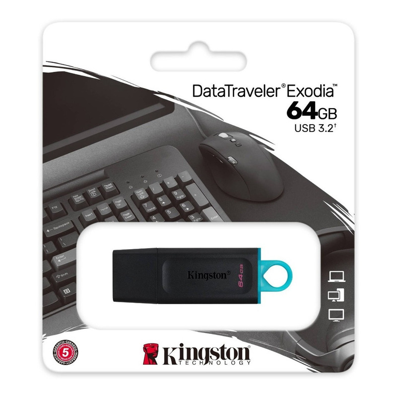 Pendrive Kingston Datatraveler Exodia Dtx/64 64gb 3.2 Gen Negro
