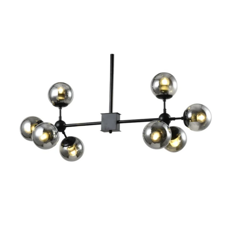 Lámpara de Techo Colgante Mecano 8xE27 LED - Ø850mm, Alto 300mm en Vidrio Humo