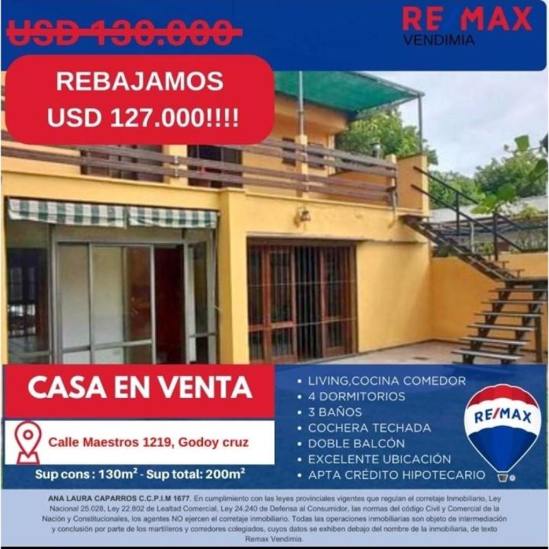 Casa En Venta Godoy Cruz, Calle Montecaseros Usd 127.000