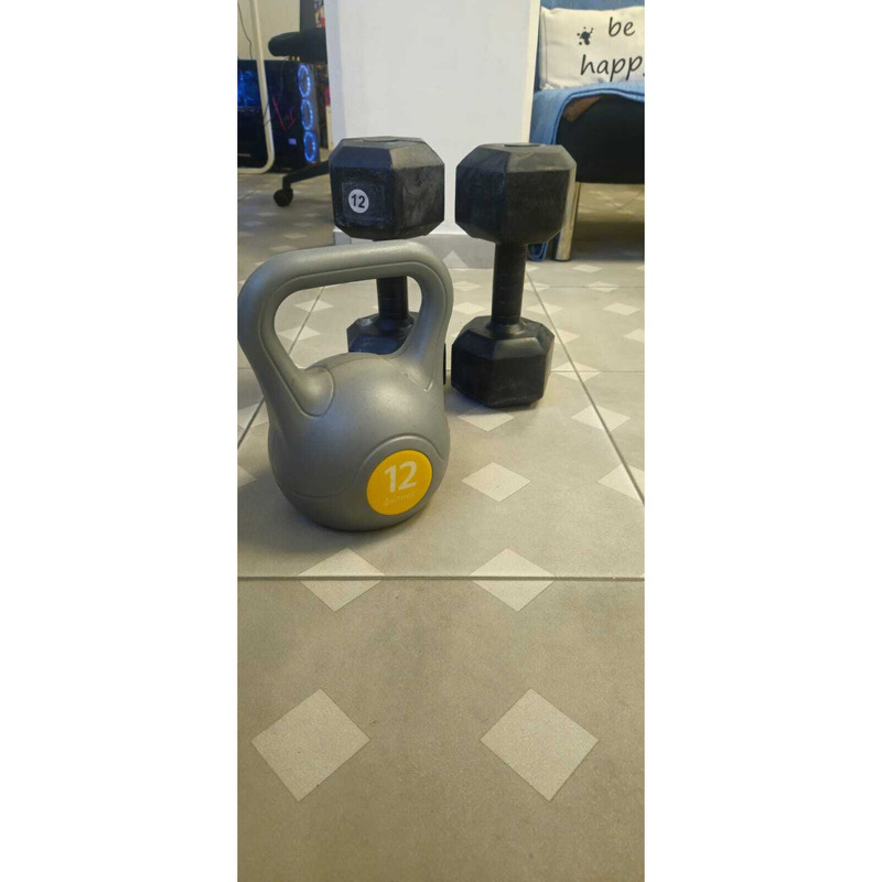 Set de Pesas Funcionales: Mancuernas Hexagonales 12 Kg +Pesa Rusa PVC 12 Kg - 2