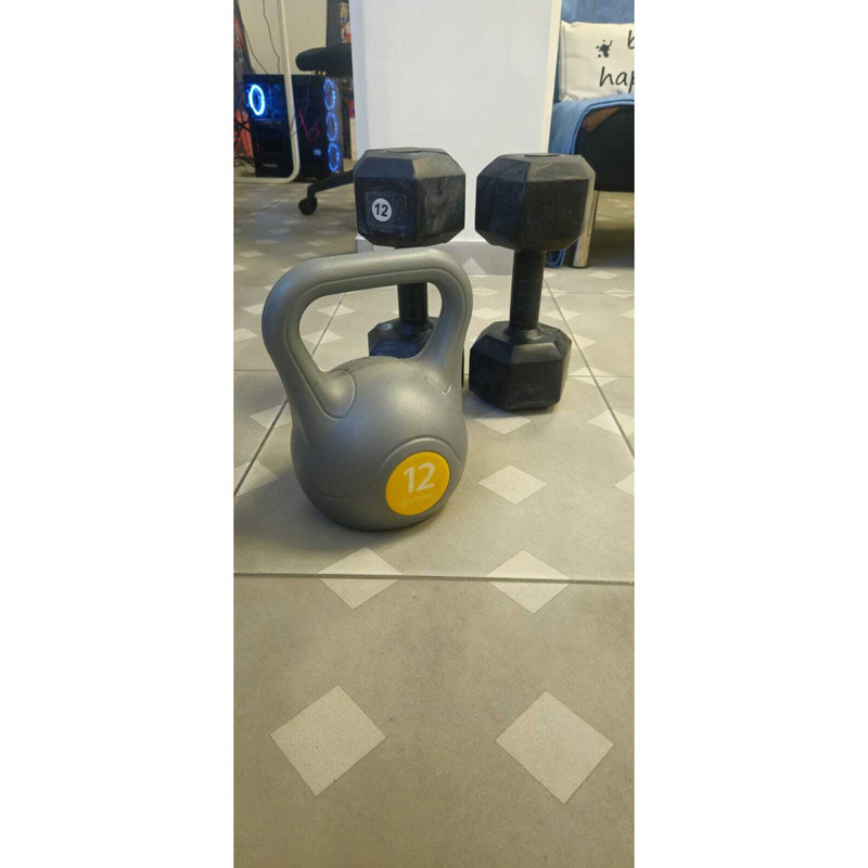 Set de Pesas Funcionales: Mancuernas Hexagonales 12 Kg +Pesa Rusa PVC 12 Kg - 3
