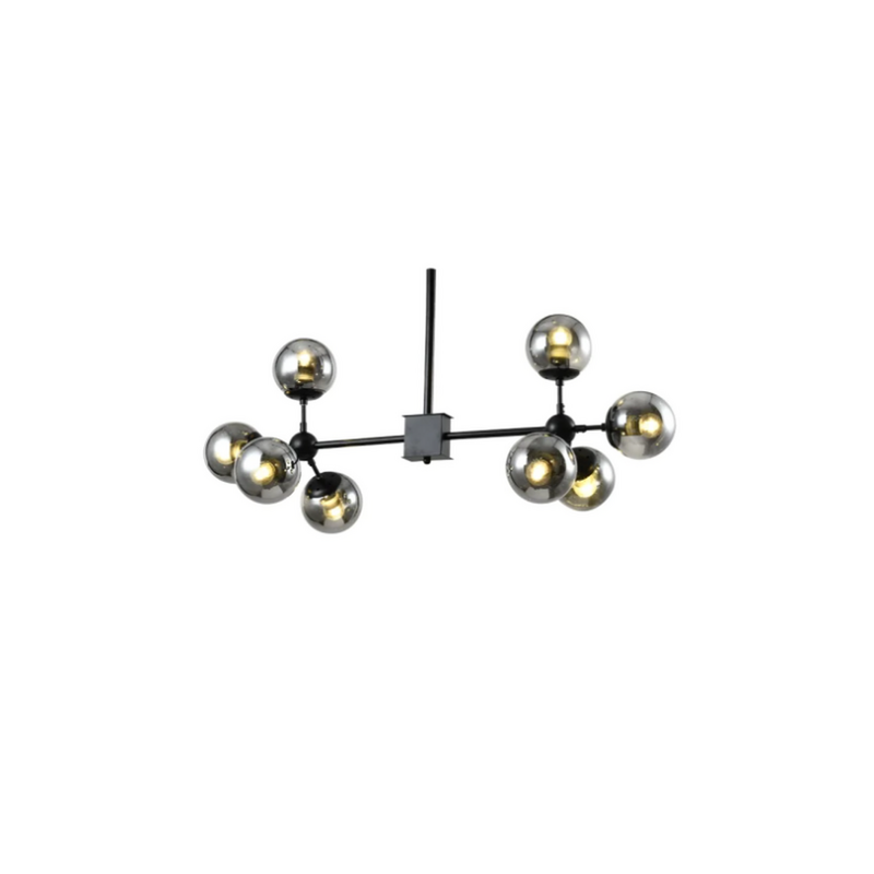 Lámpara de Techo Colgante Mecano 8xE27 LED - Ø850mm, Alto 300mm en Vidrio Humo