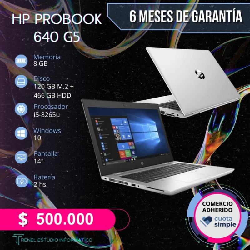 HP ProBook 640 G5 (i5-8265U • 8 GB • SSD + HDD) – Potencia y almacenamiento en uno!