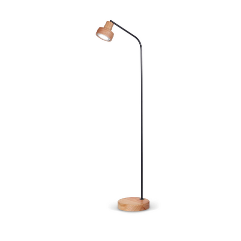 Lámpara de Pie en Madera Paraíso y Metal Negro con Cabezal Móvil | Modelo AR111 | 163 cm de Altura