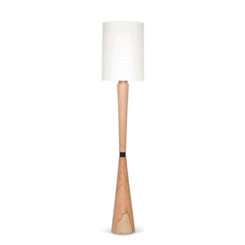 Lámpara de Pie para Living en Madera Lenga Mate con Pantalla de Lino | 162 cm de Altura | Soquete E2