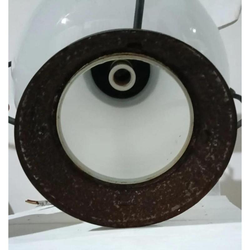 Lámpara Colgante Antigua De Hierro Forjado En Vidrio Opalino Blanco - 6/6