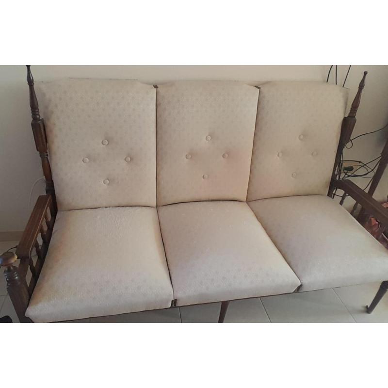Sillón colonial español tallado de 3 cuerpos - 3