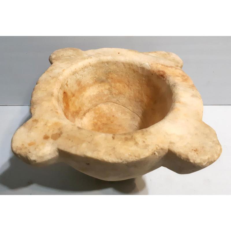 Antiguo Mortero De Mármol De Carrara