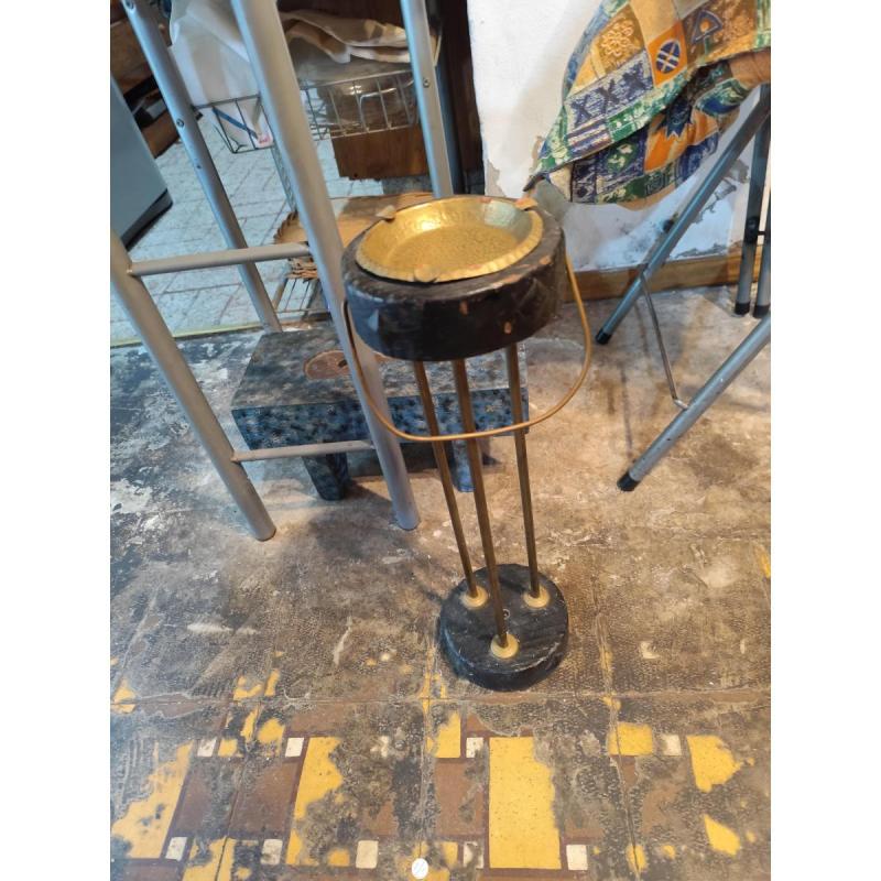 Cenicero De Madera Y Bronce Usado