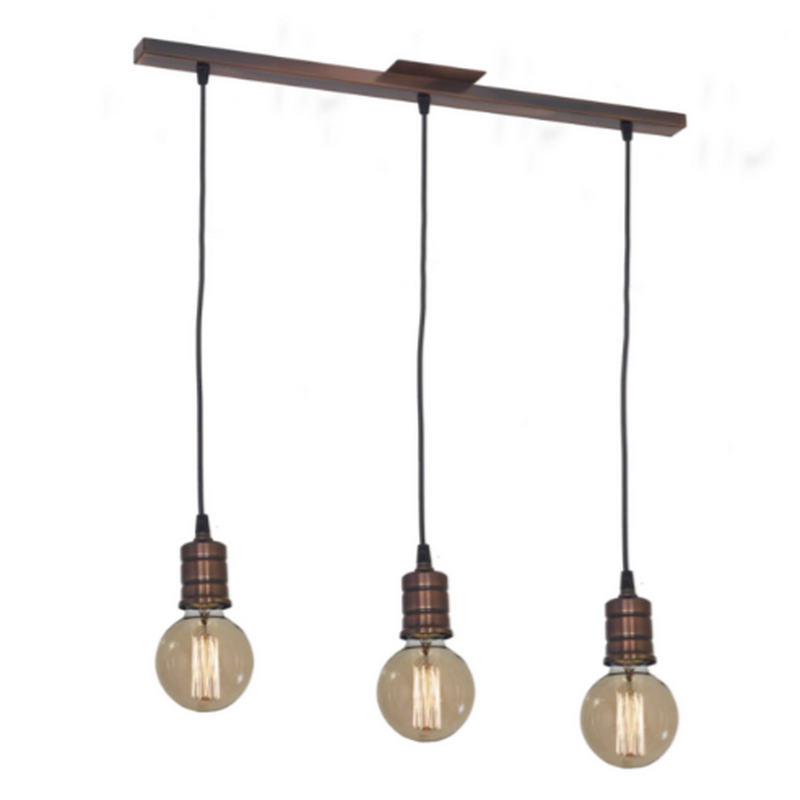 Lámpara de Techo Colgante "VINTAGE" de 3 Luces con Regleta - Ferrolux