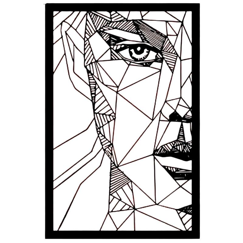 Cuadro Apliqué Decoración Pared Metálico Hombre Rostro Humano Cara