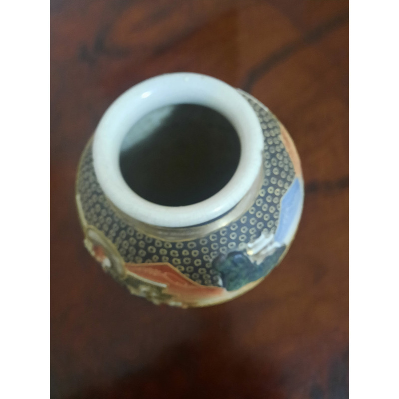 Jarrón Satsuma oriental muy antiguo pintado a mano - 2