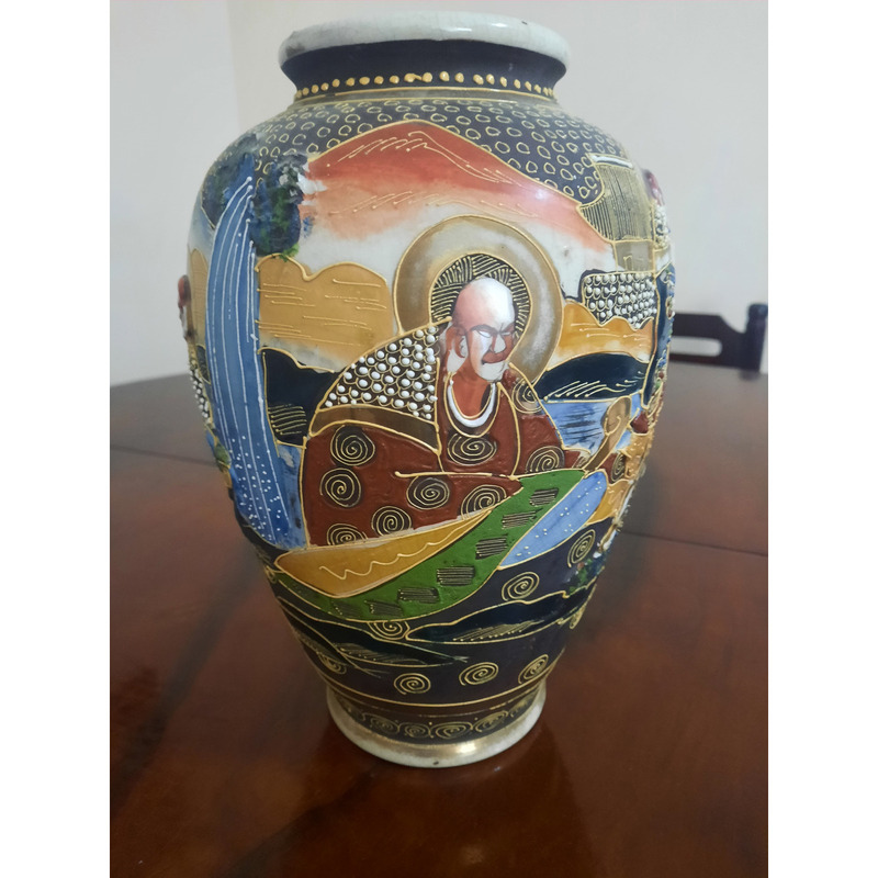 Jarrón Satsuma oriental muy antiguo pintado a mano - 3