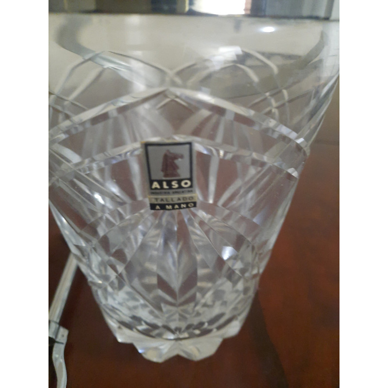 Hielera de cristal tallado a mano con cobertura de acero inoxidable