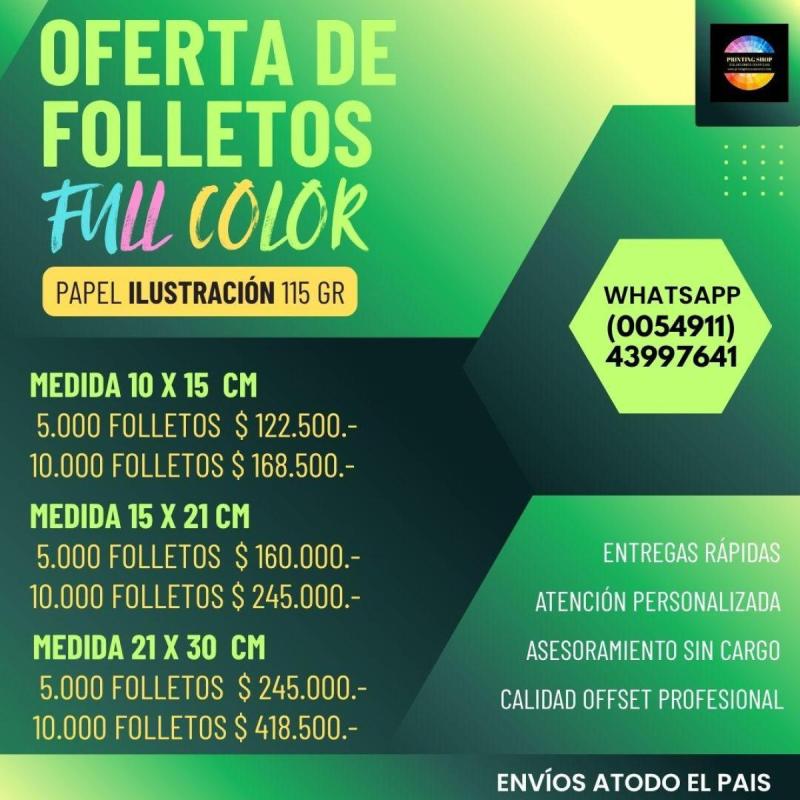 Folletos Full Color Offset 24hs | 16 diseños incluidos - 2