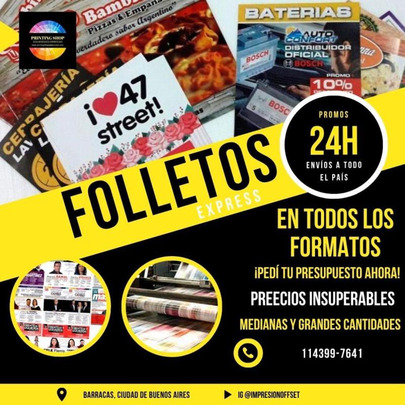 Folletos Full Color Offset 24hs | 16 diseños incluidos - 4