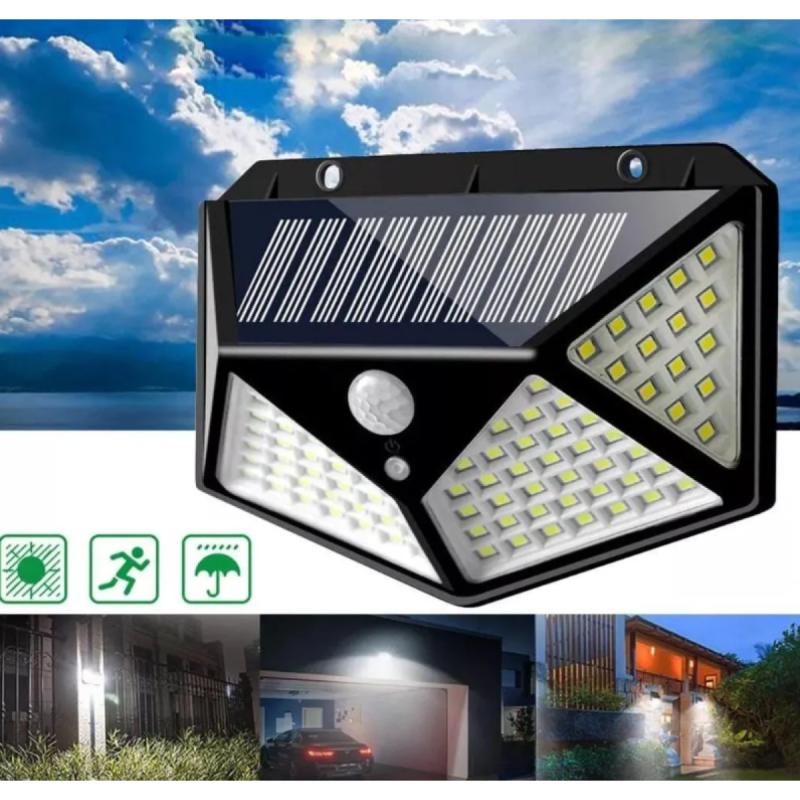 Panel Reflector Solar 100 Led Sensor Movimiento Negro - 2