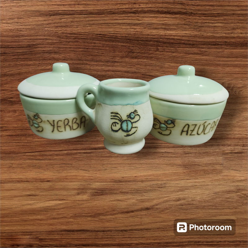 Set de mate con azucarera y yerbera