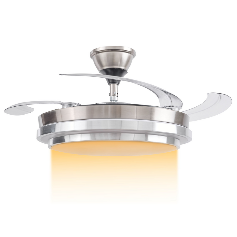 Ventilador De Techo Kanji Retráctil Blanco o Plateado 4 Aspas 6 Velocidades - 2