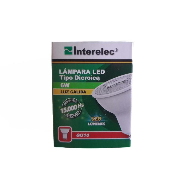 Lampara Led Dicroica Interelec 6w Gu10 Luz Fría O Cálida