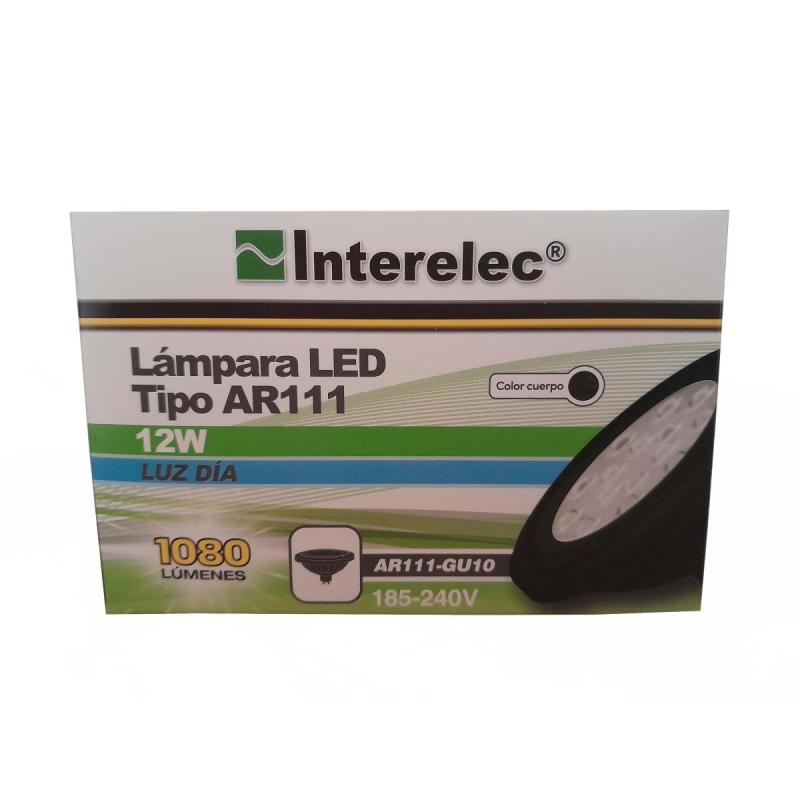 Lampara Led Dicroica AR111 Negra Interelec 12w Gu10 Cálida O Fría