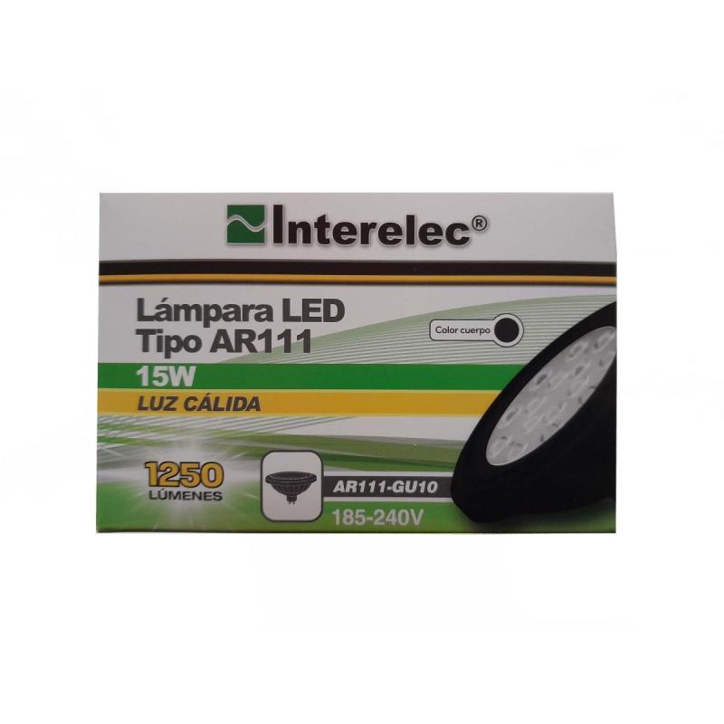 Lampara Led Dicroica AR111 Negra Interelec 15w Gu10 Cálida O Fría