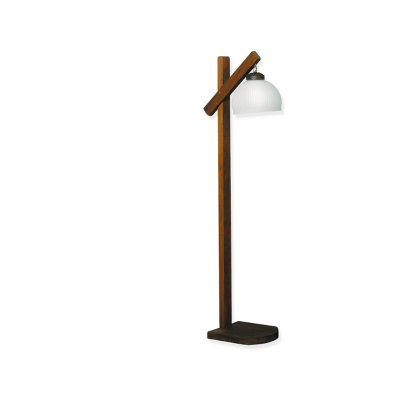 Lámpara de Pie en Madera Con tulipa de vidrio
