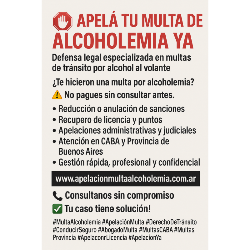 Abogados de Apelación de Multas por Alcoholemia Zarate - Campana - Zona Norte - CABA