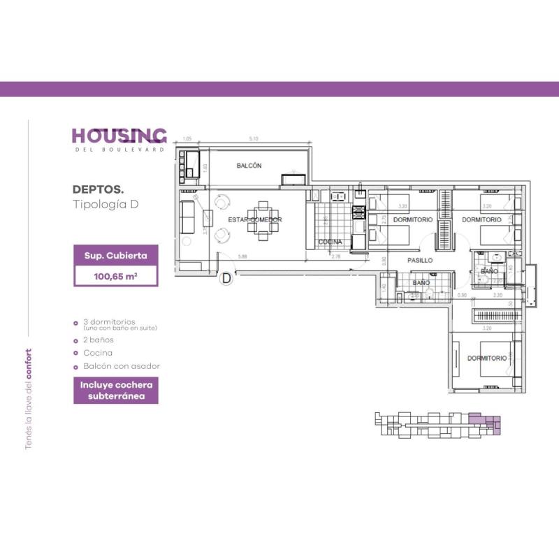 vendo departamento 3 dormitorios en housing del Bv. (Docta) - 9