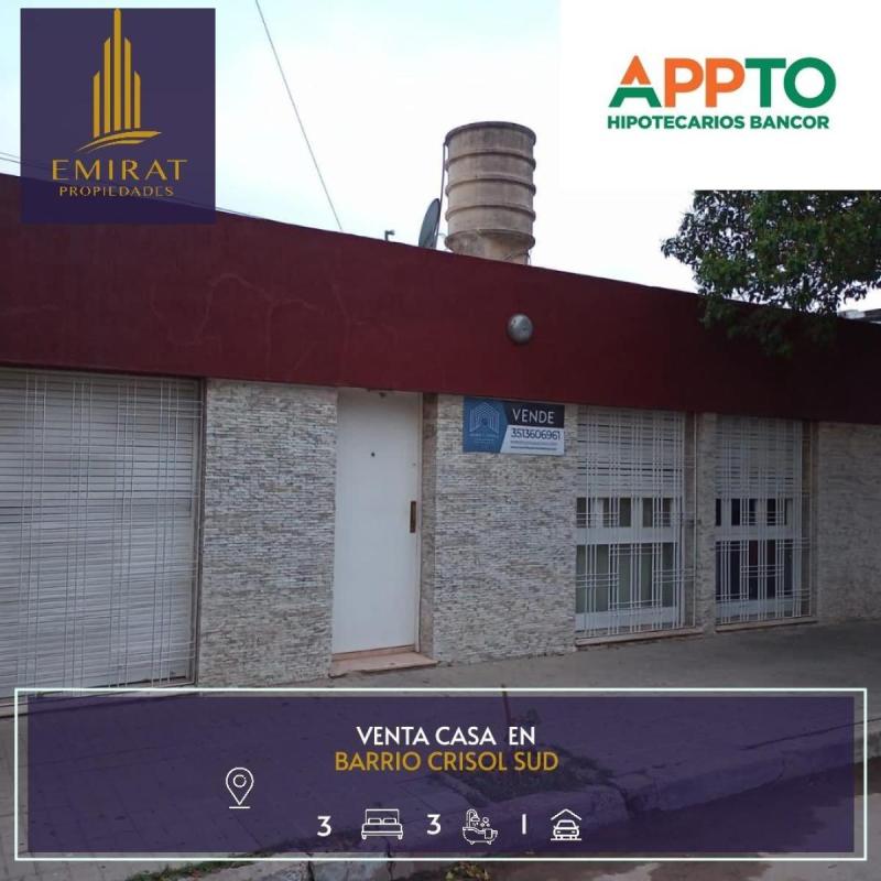 Vendo casa en barrio crisol sur (appto credito bancor)